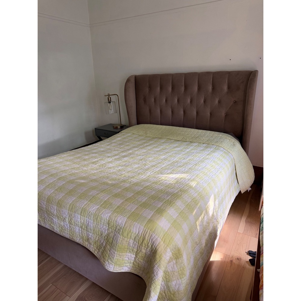 Pine Cone Hill Reversible Quilt Green Gingham Check Bedspread Cottagecore King